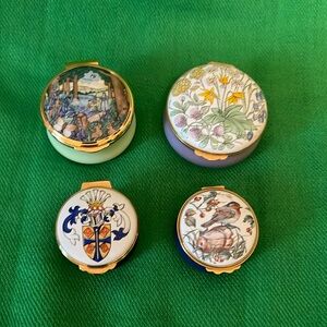 4 Vintage Enamel Boxes, retired and limited edition